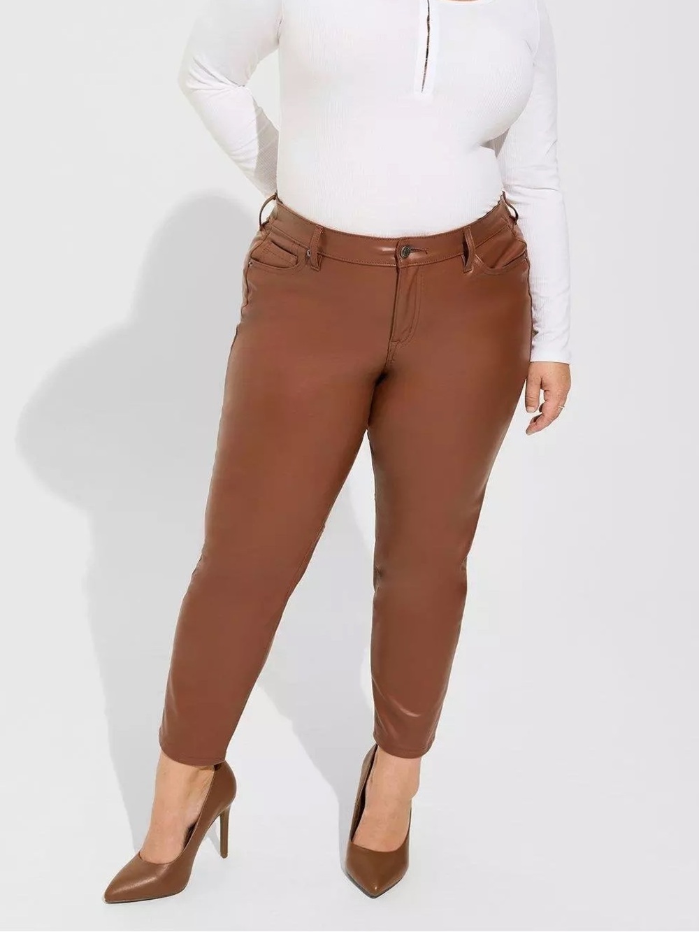 Torrid Brown Perfect Skinny Faux Leather Mid Rise Pant 18R 40960972